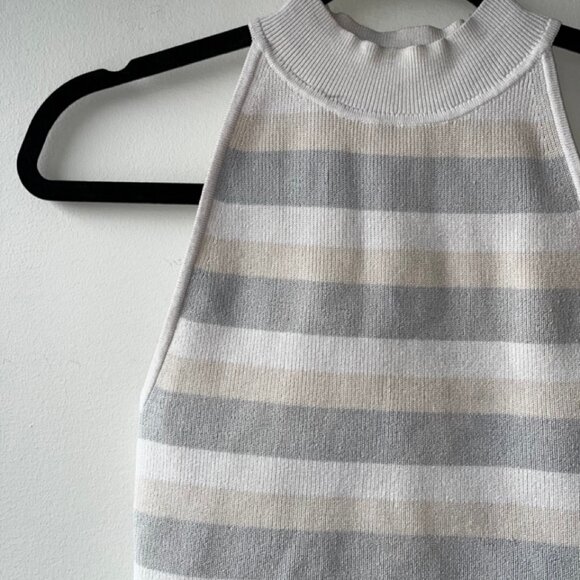 Aritzia Babaton Ribbed Halter Top in Birch/Cement Blue - Picture 4 of 6